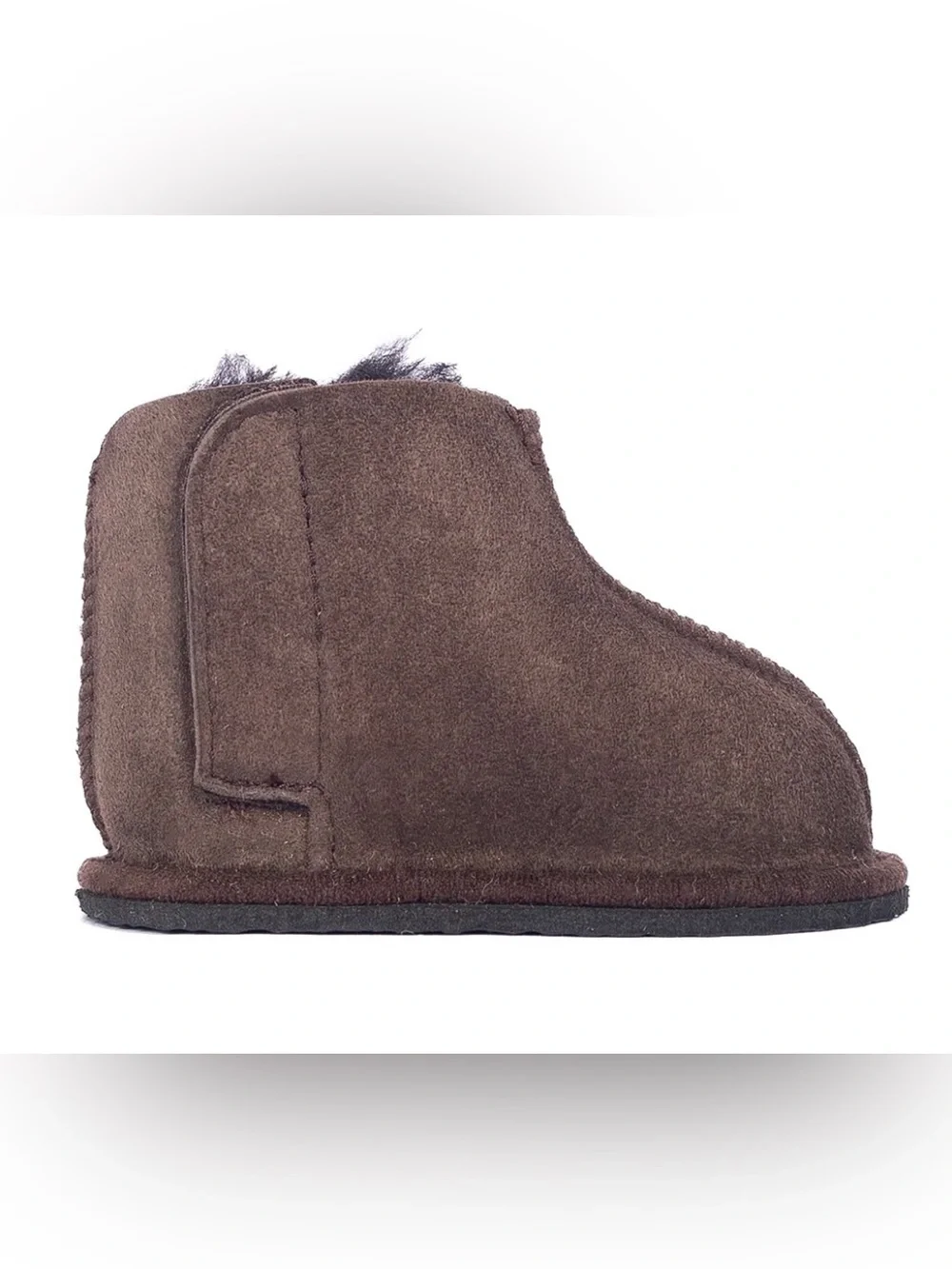 Angulus Dark Brown Crepe Softsole Sheepskin Velcro Boots EU Sz 19 US 4
